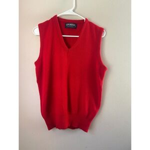 Vintage Puritan Red V Neck Sleeveless Sweater Vest Men's M 100 Orlon Acrylic